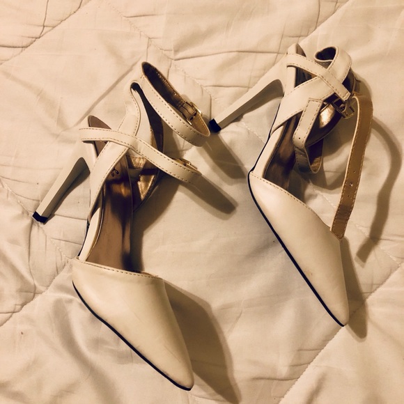 Ankle Strap Stiletto white Heeled Sandals - Picture 6 of 7